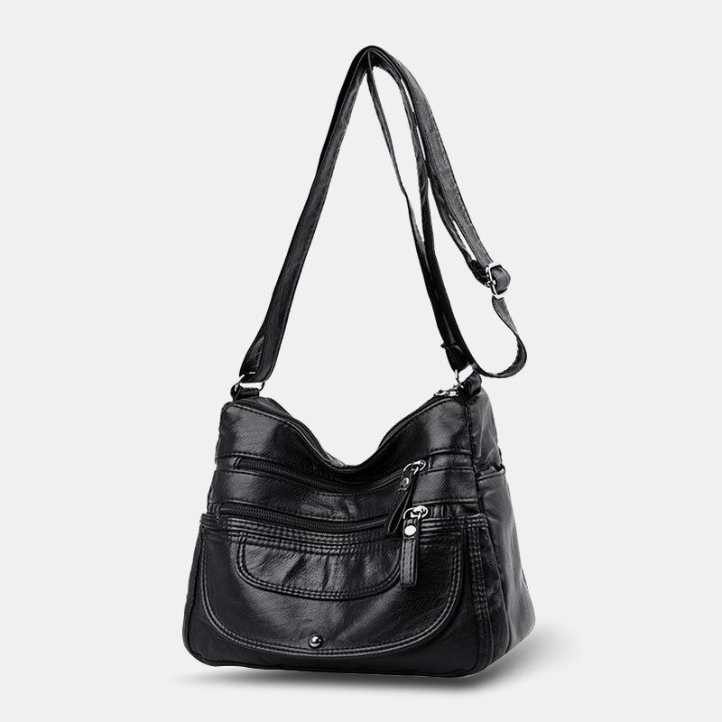 Kobiety Pu Skórzana Torba O Dużej Pojemności Z Wieloma Kieszeniami Casual Crossbody Torby Na Ramię