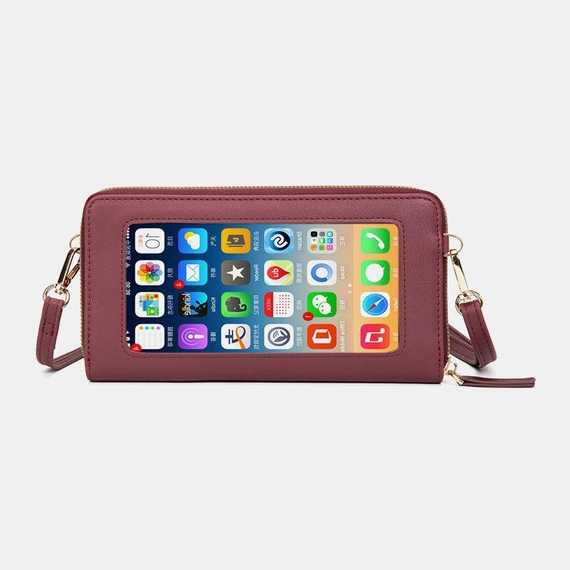 Kobiety Pu Skórzane Wielofunkcyjne Anti-theft 6.5-calowa Torba Na Telefon Z Ekranem Dotykowym 16 Gniazd Na Karty Torba Crossbody