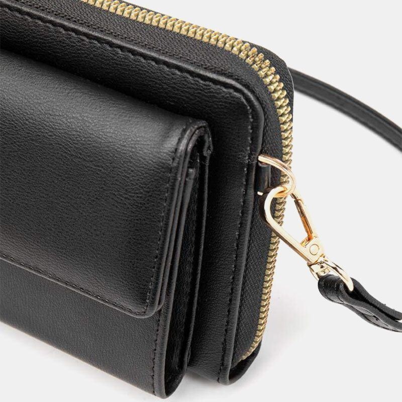 Kobiety Pu Skórzane Wielofunkcyjne Anti-theft 6.5-calowa Torba Na Telefon Z Ekranem Dotykowym 16 Gniazd Na Karty Torba Crossbody