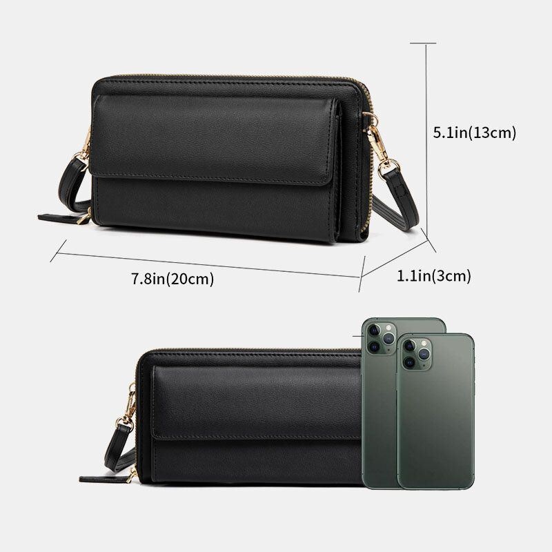 Kobiety Pu Skórzane Wielofunkcyjne Anti-theft 6.5-calowa Torba Na Telefon Z Ekranem Dotykowym 16 Gniazd Na Karty Torba Crossbody