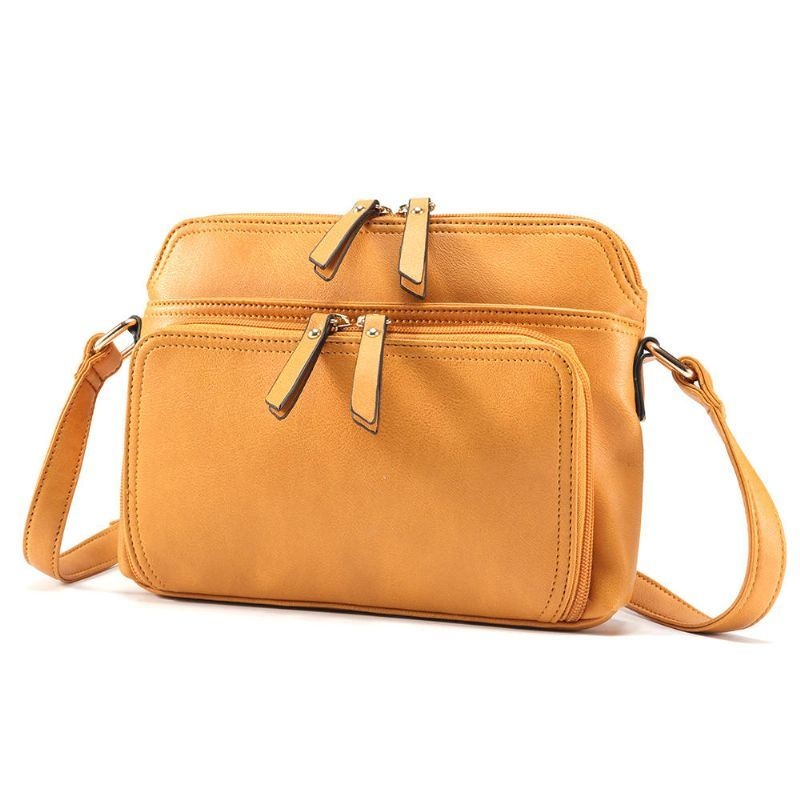 Kobiety Solidne Kieszenie Z Wieloma Kieszeniami Casual Faux Leather Crossbody Torba Na Ramię Torebka