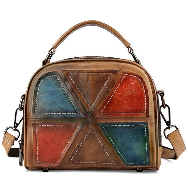 Kobiety Vintage Prawdziwej Skóry Ręcznie Robione Pędzle Kolorowe Torebki Szwy Crossbody Torby