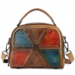 Kobiety Vintage Prawdziwej Skóry Ręcznie Robione Pędzle Kolorowe Torebki Szwy Crossbody Torby