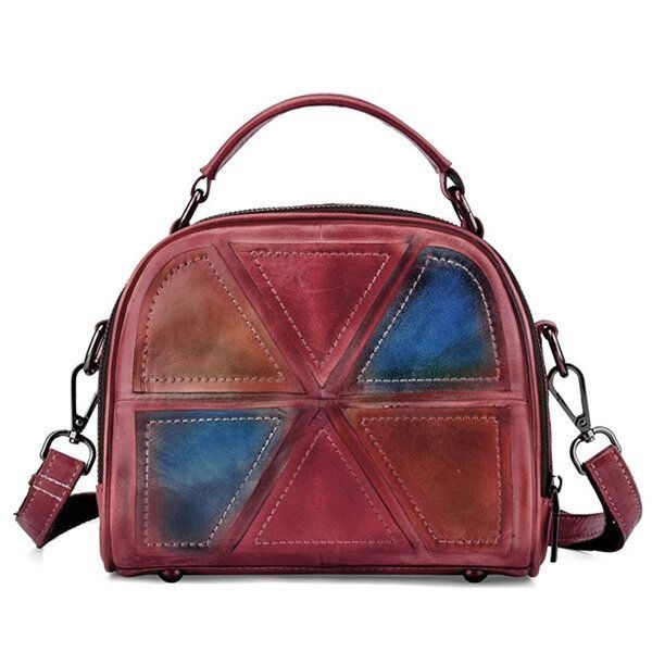 Kobiety Vintage Prawdziwej Skóry Ręcznie Robione Pędzle Kolorowe Torebki Szwy Crossbody Torby