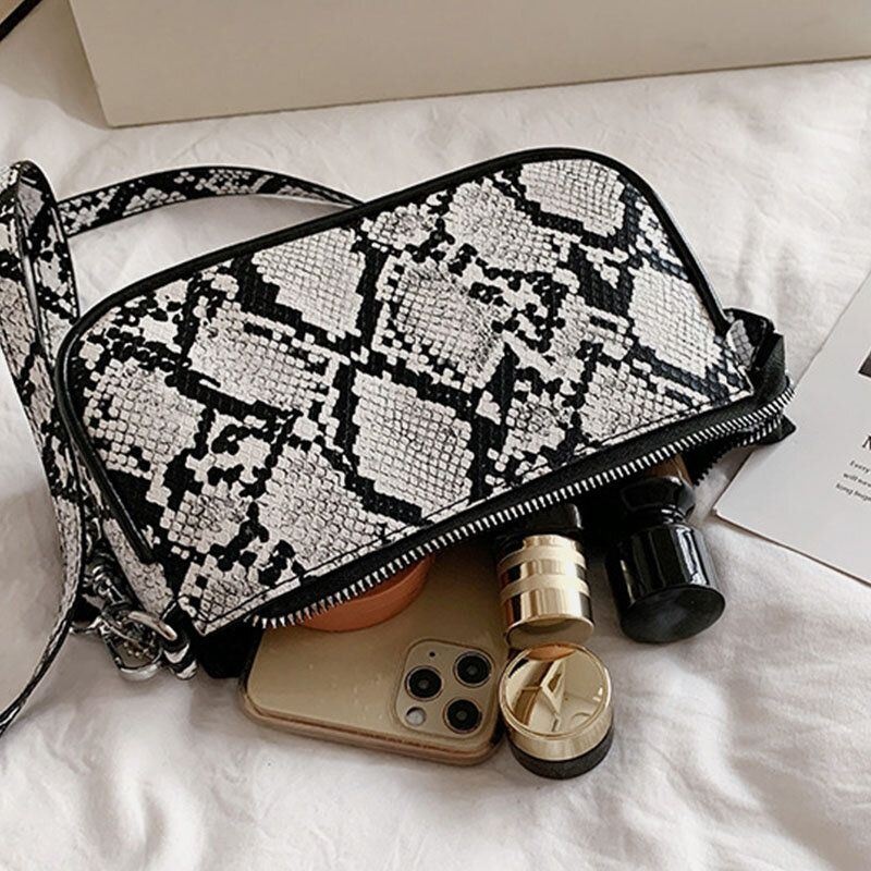 Kobiety Wężowej Skóry Patternn Jednolity Kolor Casual Fashion Torba Na Ramię Cross Body Bag