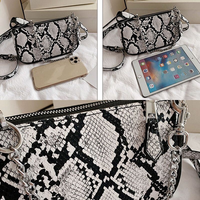 Kobiety Wężowej Skóry Patternn Jednolity Kolor Casual Fashion Torba Na Ramię Cross Body Bag