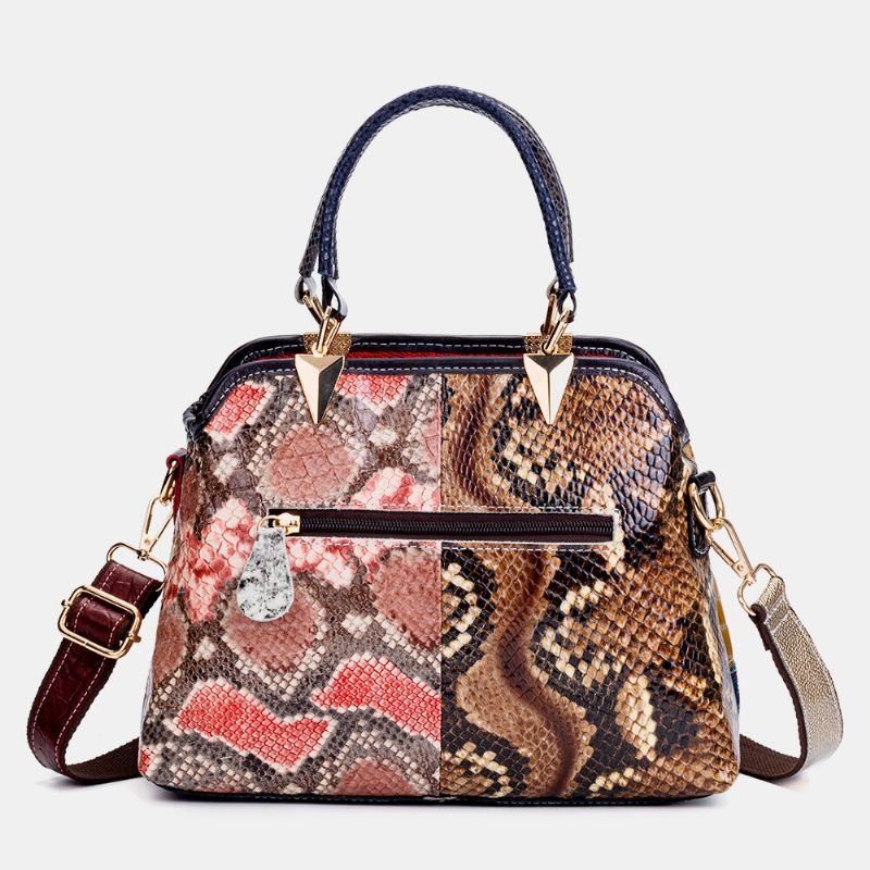 Kobiety Wosk Olejny Skórzana Torebka Patchworkowa Torba Crossbody Torba Na Ramię