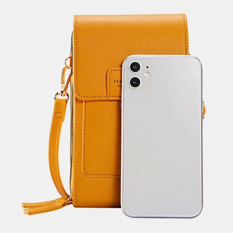 Kobiety Z Wieloma Szczelinami Klapka Przycisk Magnetyczny Ścieg Szczegóły Torba Crossbody Z Wieloma Kieszeniami Ekran Dotykowy Z Tyłu 7 Cal Torba Na Telefon