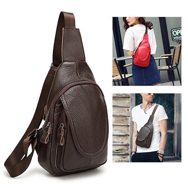 Mężczyźni Kobiety Skórzana Torba Na Klatkę Piersiową Moda Retro Casual Crossbody Torba Z 3 Kolorami