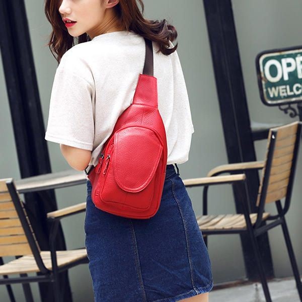 Mężczyźni Kobiety Skórzana Torba Na Klatkę Piersiową Moda Retro Casual Crossbody Torba Z 3 Kolorami