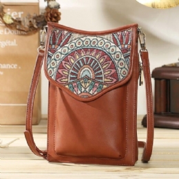 Styl Boho Retro Płótno Kwiatowy Druk Kobiety Torba Na Telefon Torba Na Ramię Crossbody