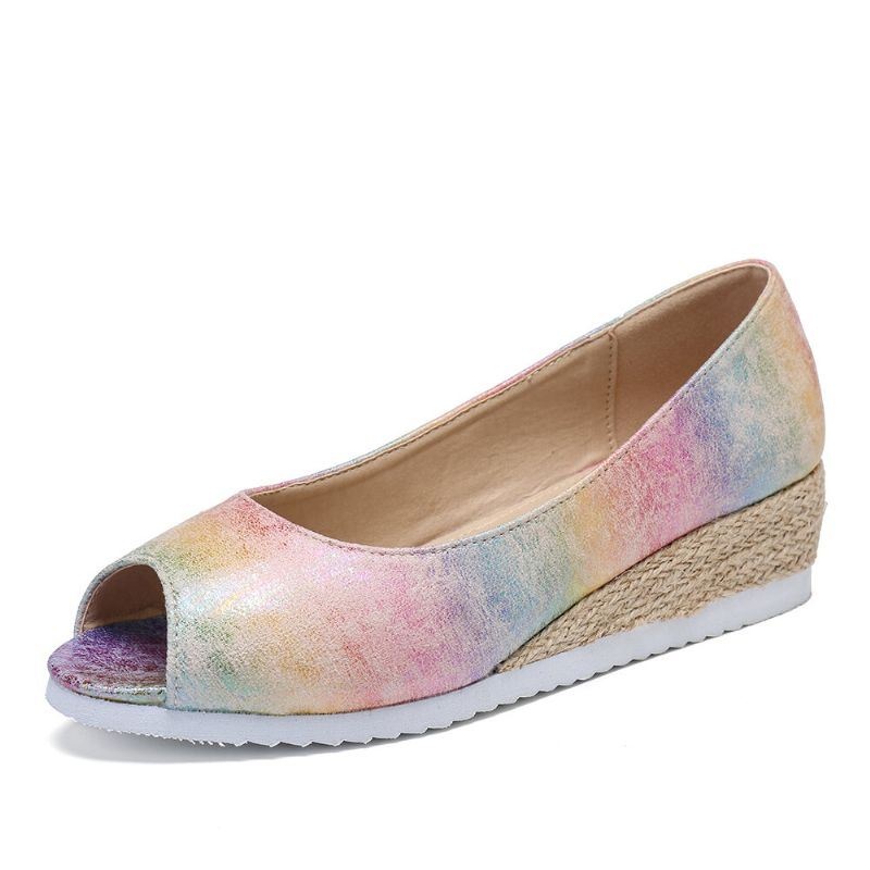 Kobiety Kolorowe Espadryle Wygodne Wedge Platformy Peep Toe