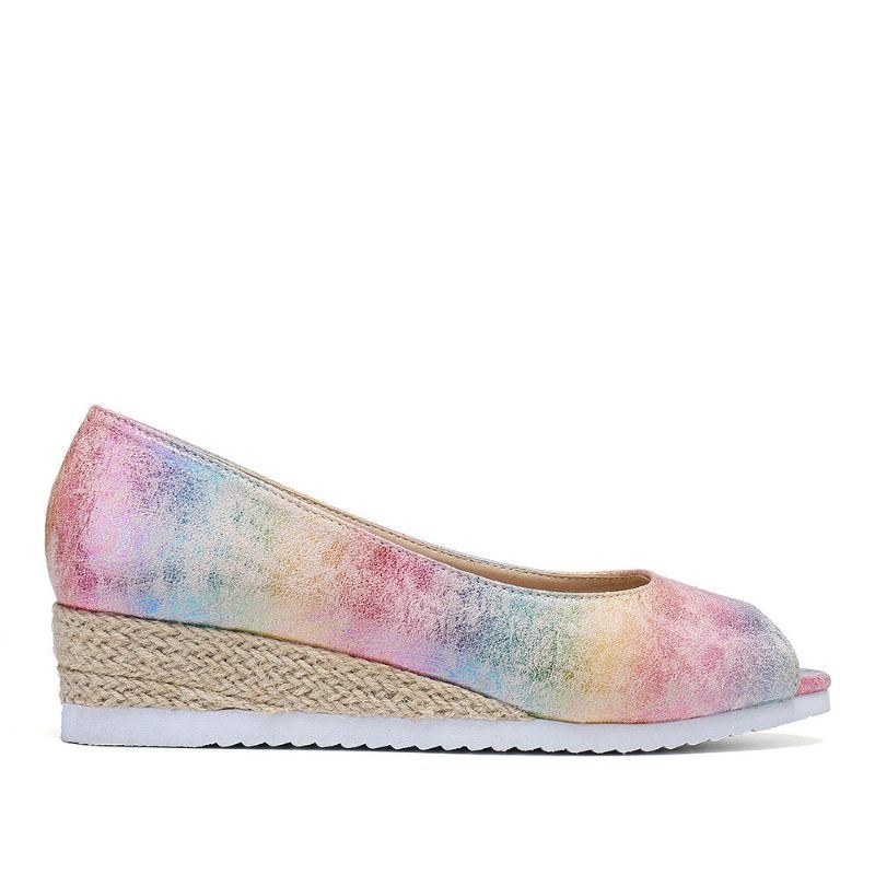 Kobiety Kolorowe Espadryle Wygodne Wedge Platformy Peep Toe