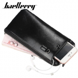 Baellerry Men Faux Leather Long Phone Bag Zipper Wallet Holder Sprzęgła Bag