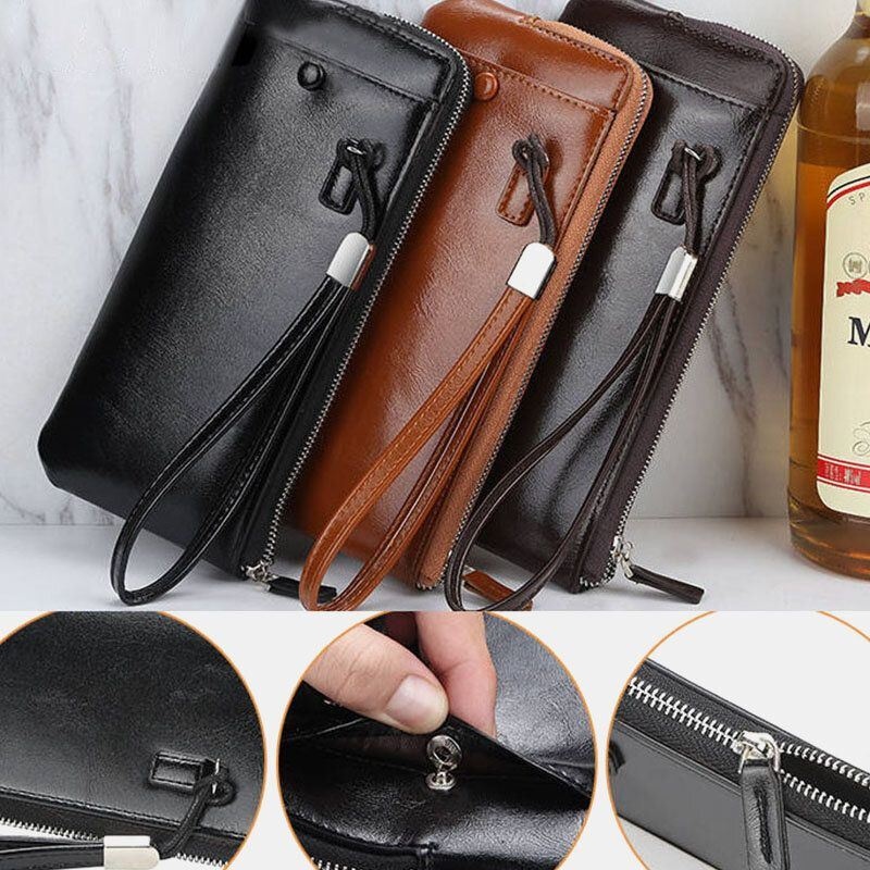 Baellerry Men Faux Leather Long Phone Bag Zipper Wallet Holder Sprzęgła Bag