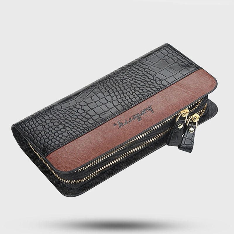 Baellerry Men Faux Leather Long Zipper Phone Bag Portfel Sprzęgła Torba Dla Biznesu