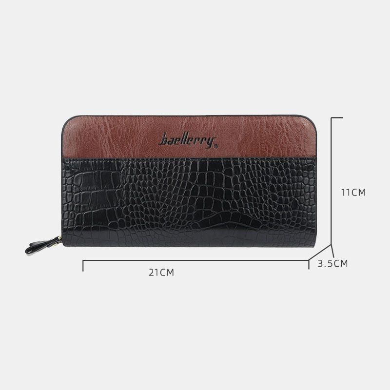 Baellerry Men Faux Leather Long Zipper Phone Bag Portfel Sprzęgła Torba Dla Biznesu