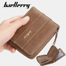 Baellerry Men Faux Leather Zipper Wallet Trzykrotne Kreatywne Etui Na Prawo Jazdy