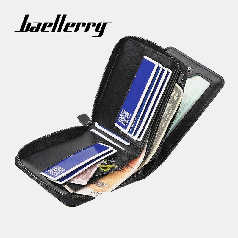 Baellerry Men Faux Leather Zipper Wallet Trzykrotne Kreatywne Etui Na Prawo Jazdy