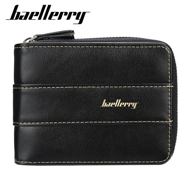 Baellerry Men Faux Leather Zipper Wallet Trzykrotne Kreatywne Etui Na Prawo Jazdy