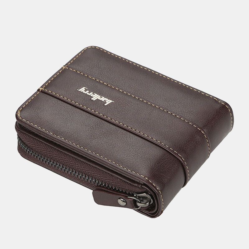 Baellerry Men Faux Leather Zipper Wallet Trzykrotne Kreatywne Etui Na Prawo Jazdy