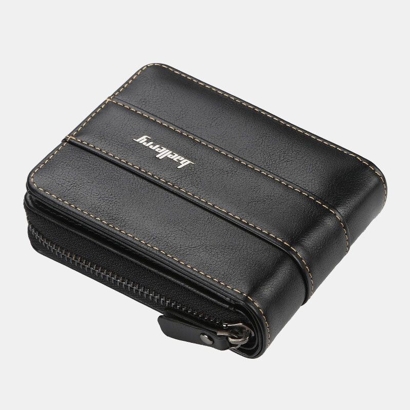 Baellerry Men Faux Leather Zipper Wallet Trzykrotne Kreatywne Etui Na Prawo Jazdy