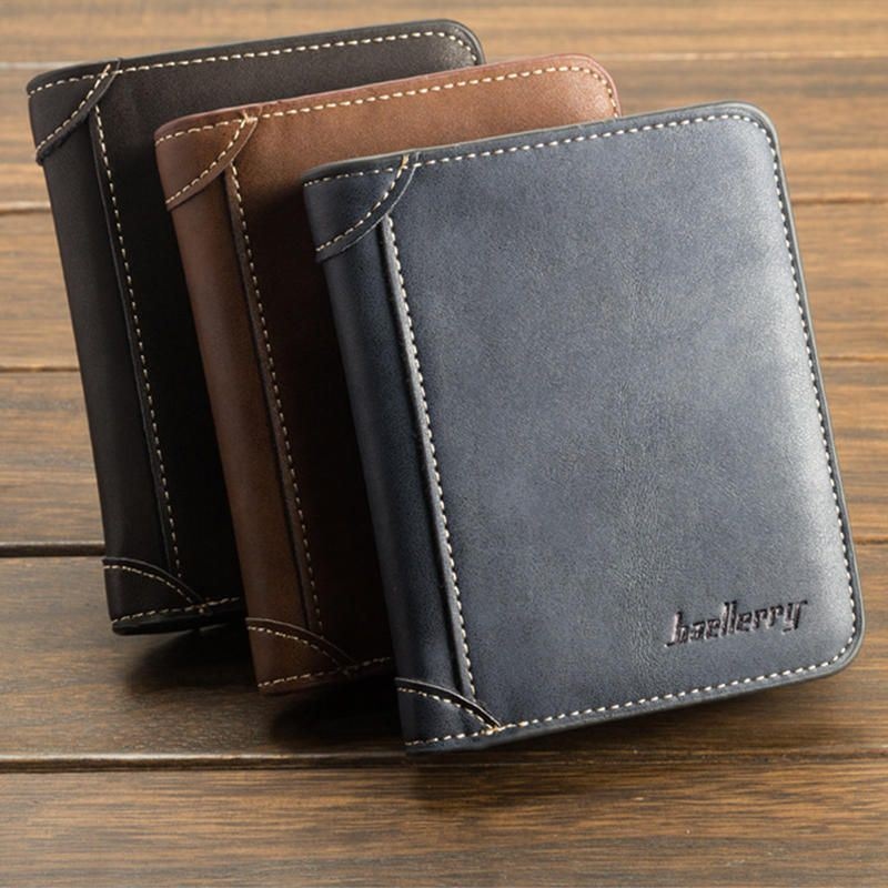 Baellerry Men Multi-card Short Wallet Matte Leather Wallet