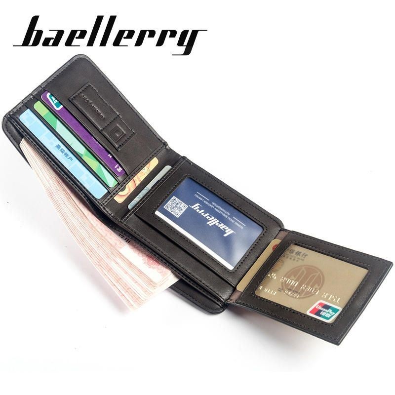 Baellerry Men Multi-card Short Wallet Matte Leather Wallet