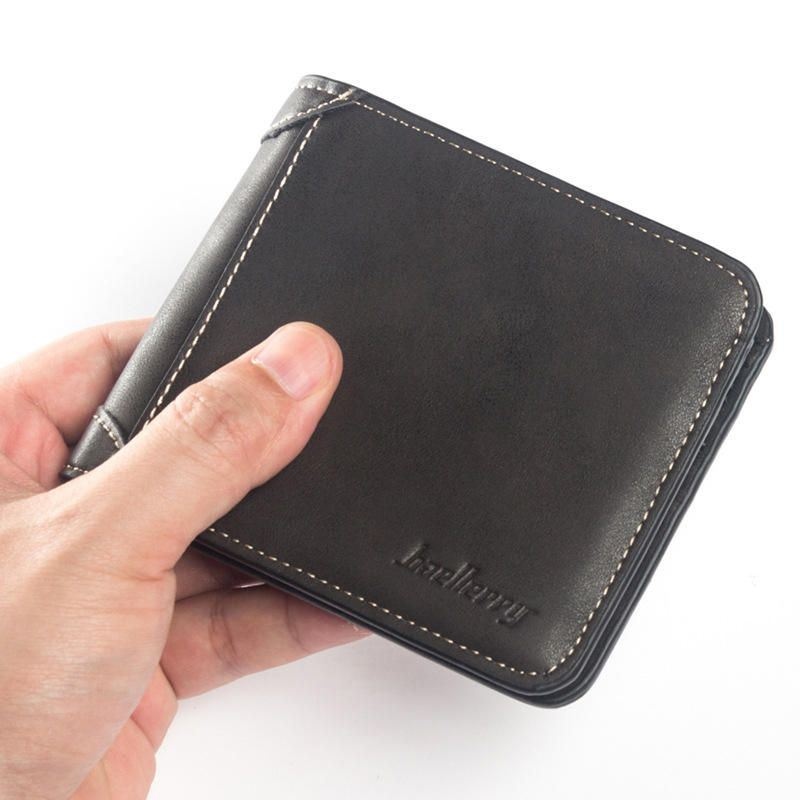 Baellerry Men Multi-card Short Wallet Matte Leather Wallet