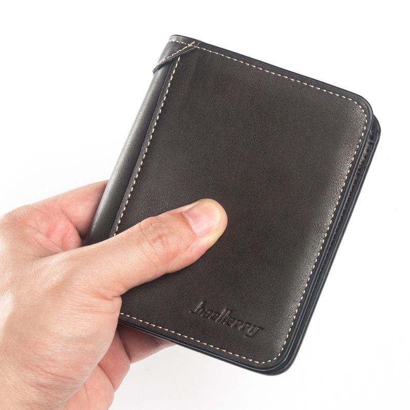 Baellerry Men Multi-card Short Wallet Matte Leather Wallet