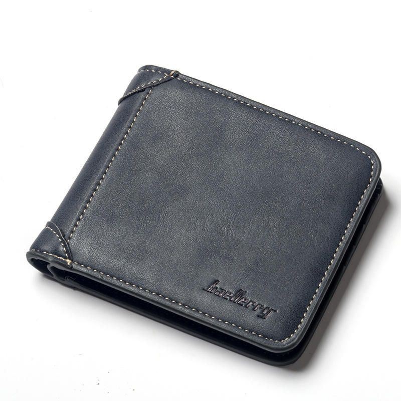 Baellerry Men Multi-card Short Wallet Matte Leather Wallet