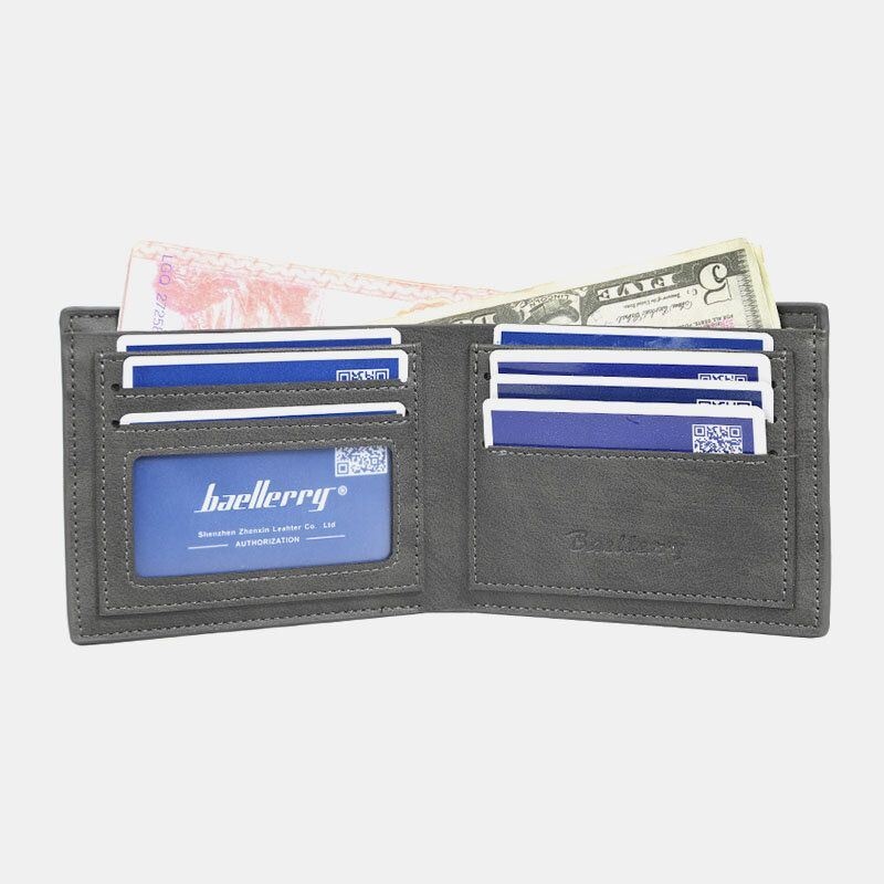 Baellerry Men Pu Leather Multi-card Slot Casual Cienki Portfel Z Klipsem Na Pieniądze