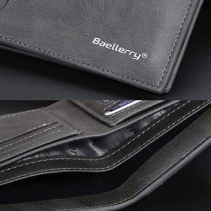 Baellerry Men Pu Leather Multi-card Slot Casual Cienki Portfel Z Klipsem Na Pieniądze