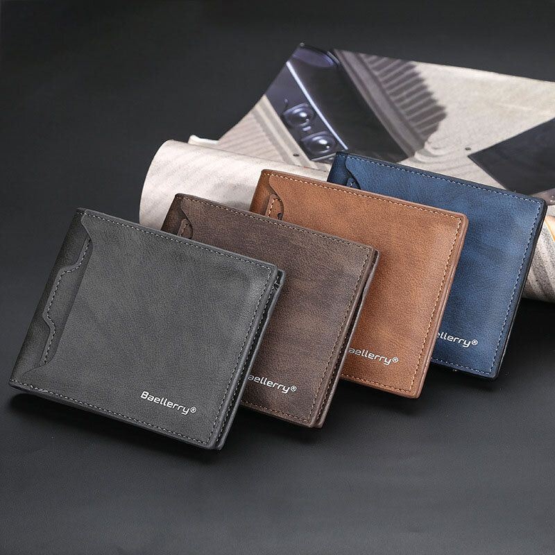 Baellerry Men Pu Leather Multi-card Slot Casual Cienki Portfel Z Klipsem Na Pieniądze