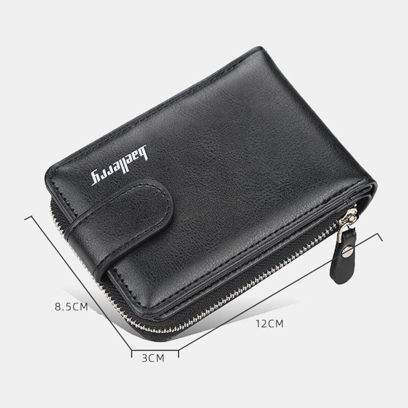 Baellerry Men Pu Leather Organ Design Multi-card Slot Retro Money Clip Card Holder Wallet