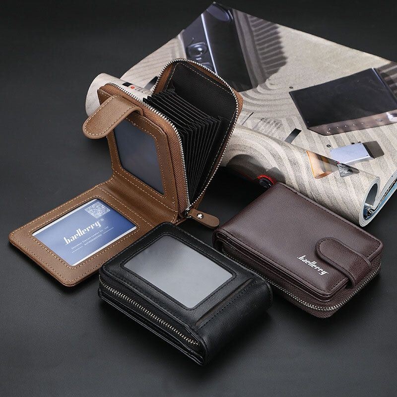 Baellerry Men Pu Leather Organ Design Multi-card Slot Retro Money Clip Card Holder Wallet