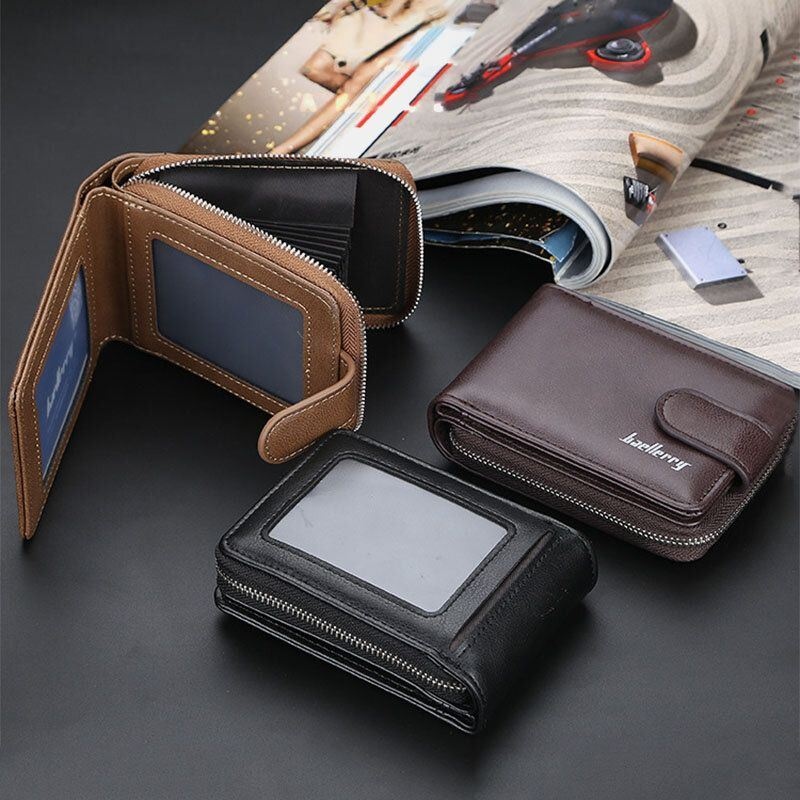 Baellerry Men Pu Leather Organ Design Multi-card Slot Retro Money Clip Card Holder Wallet