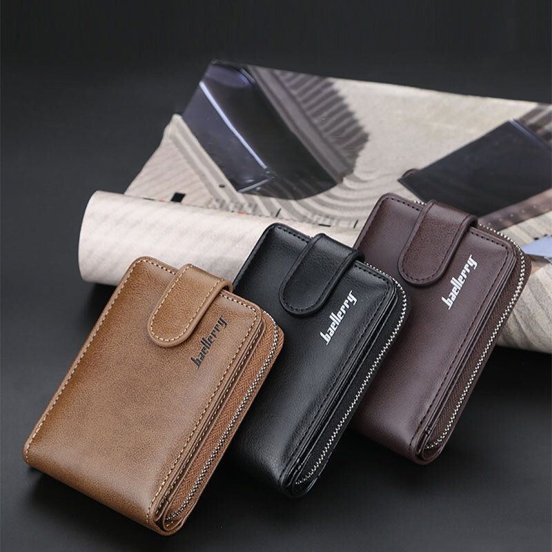 Baellerry Men Pu Leather Organ Design Multi-card Slot Retro Money Clip Card Holder Wallet