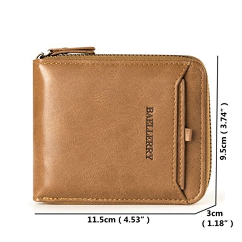 Baellerry Men Vintage Pu Leather Krótki Portfel Z Zamkiem Błyskawicznym Dla Mężczyzn