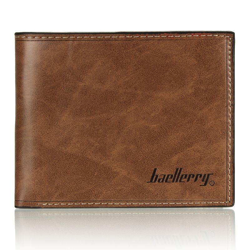 Baellerry Vintage Męska Faux Leather Cienki Portfel Etui Na Dowód Osobisty Wąska Kieszeń Na Monety