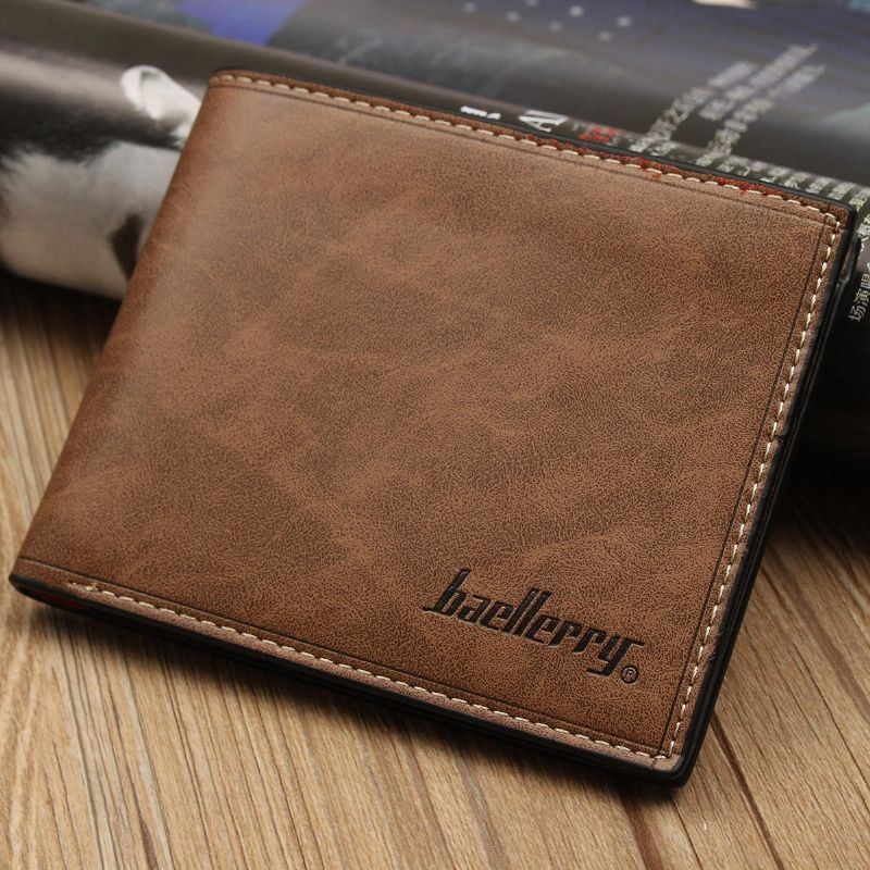 Baellerry Vintage Męska Faux Leather Cienki Portfel Etui Na Dowód Osobisty Wąska Kieszeń Na Monety