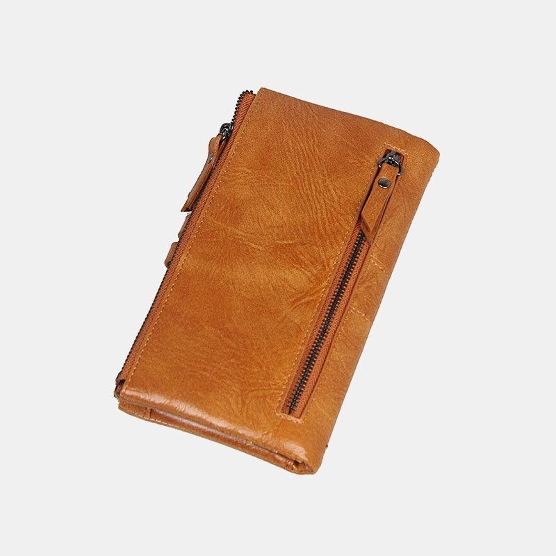 Kobiety Multi-sloty 12 Gniazd Na Karty Zipper Bifold 6.3-calowy Długi Portfel Na Telefon