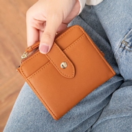 Kobiety Pu Leather Bifold Hasp Multi-card Slot Retro Short Card Holder Portfele Z Paskiem Na Nadgarstek