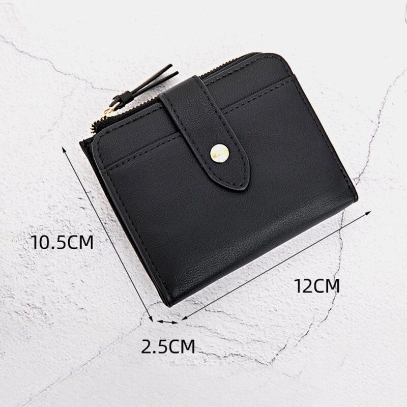 Kobiety Pu Leather Bifold Hasp Multi-card Slot Retro Short Card Holder Portfele Z Paskiem Na Nadgarstek