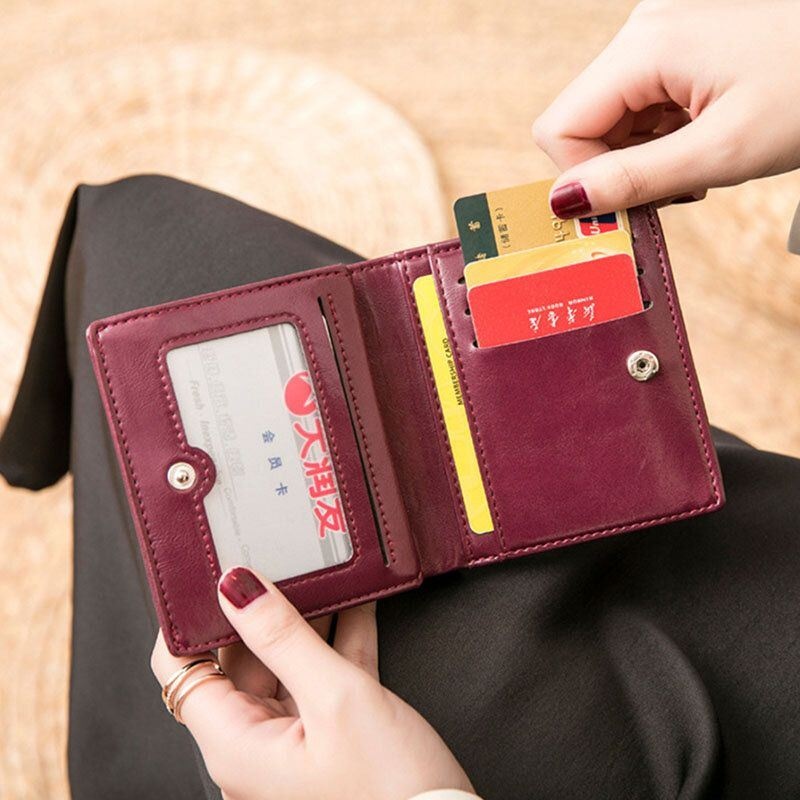 Kobiety Retro Mni Bifold Multi-card Slot Holder Portfel