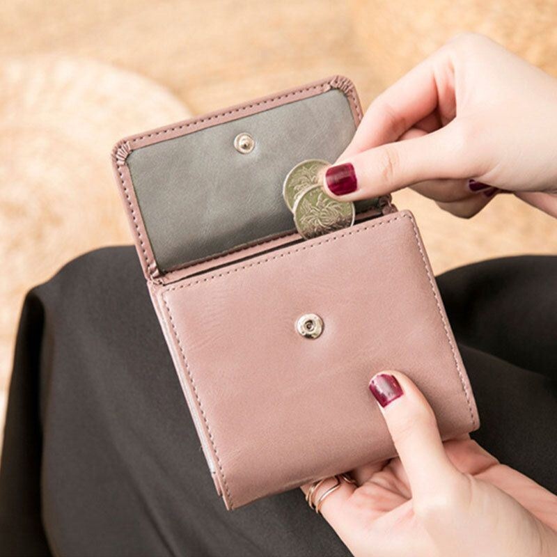 Kobiety Retro Mni Bifold Multi-card Slot Holder Portfel