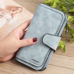 Kobiety Trifold Nudny Polski Faux Leather Długi Portfel Posiadacz Karty Torebka Sprzęgła Torby