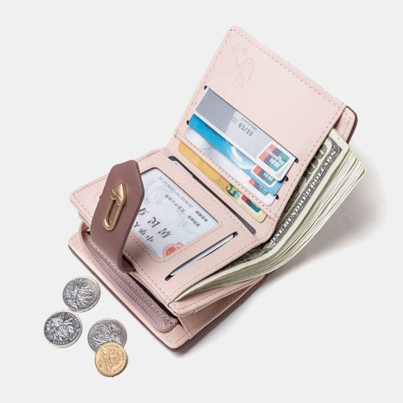 Kobiety Wave Texture Pu Leather Zipper Hasp Bifold Wallet Multi-card Slots Card Holder Short Coin Purse