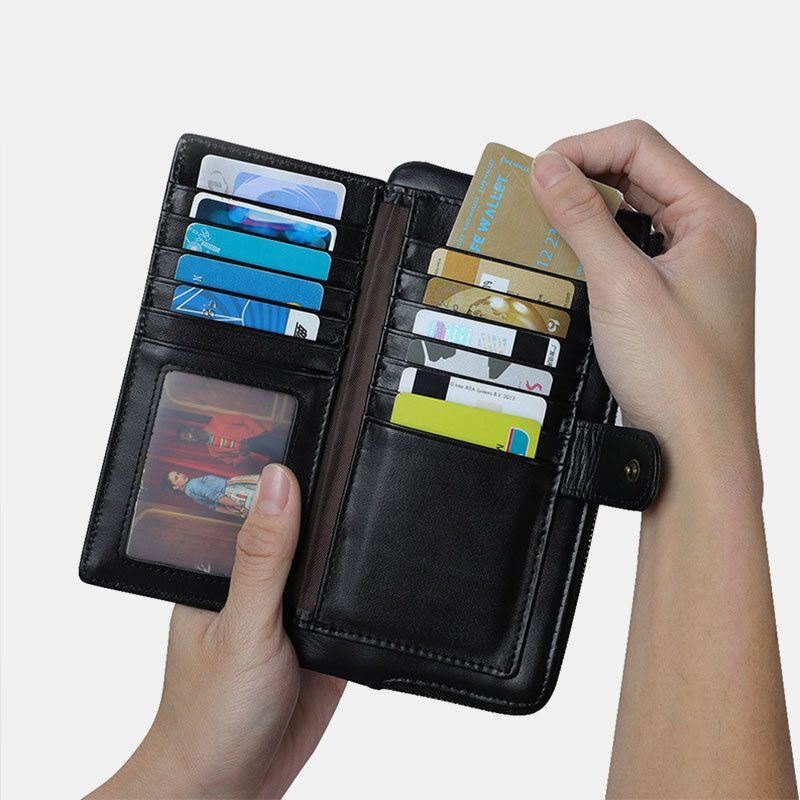 Kobiety Z Prawdziwej Skóry Multi-card Slots Phone Bag Money Clip Wallet