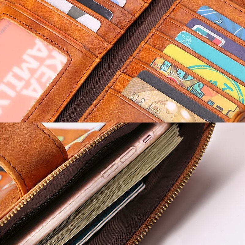 Kobiety Z Prawdziwej Skóry Multi-card Slots Phone Bag Money Clip Wallet